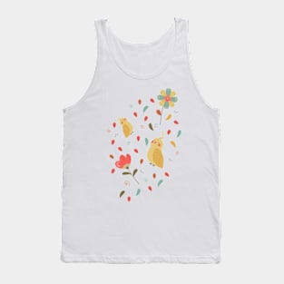 Cute canary bird and flowers Tank Top